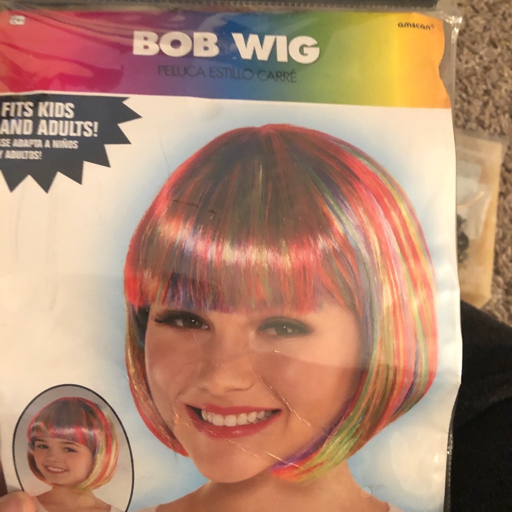 Rainbow Bob wig with bangs
